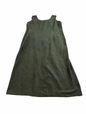 90s Vintage Karin Stevens Faux Suede Maxi Dress (Olive Green) Size 18